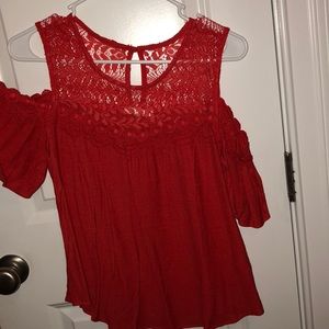Red off shoulder blouse